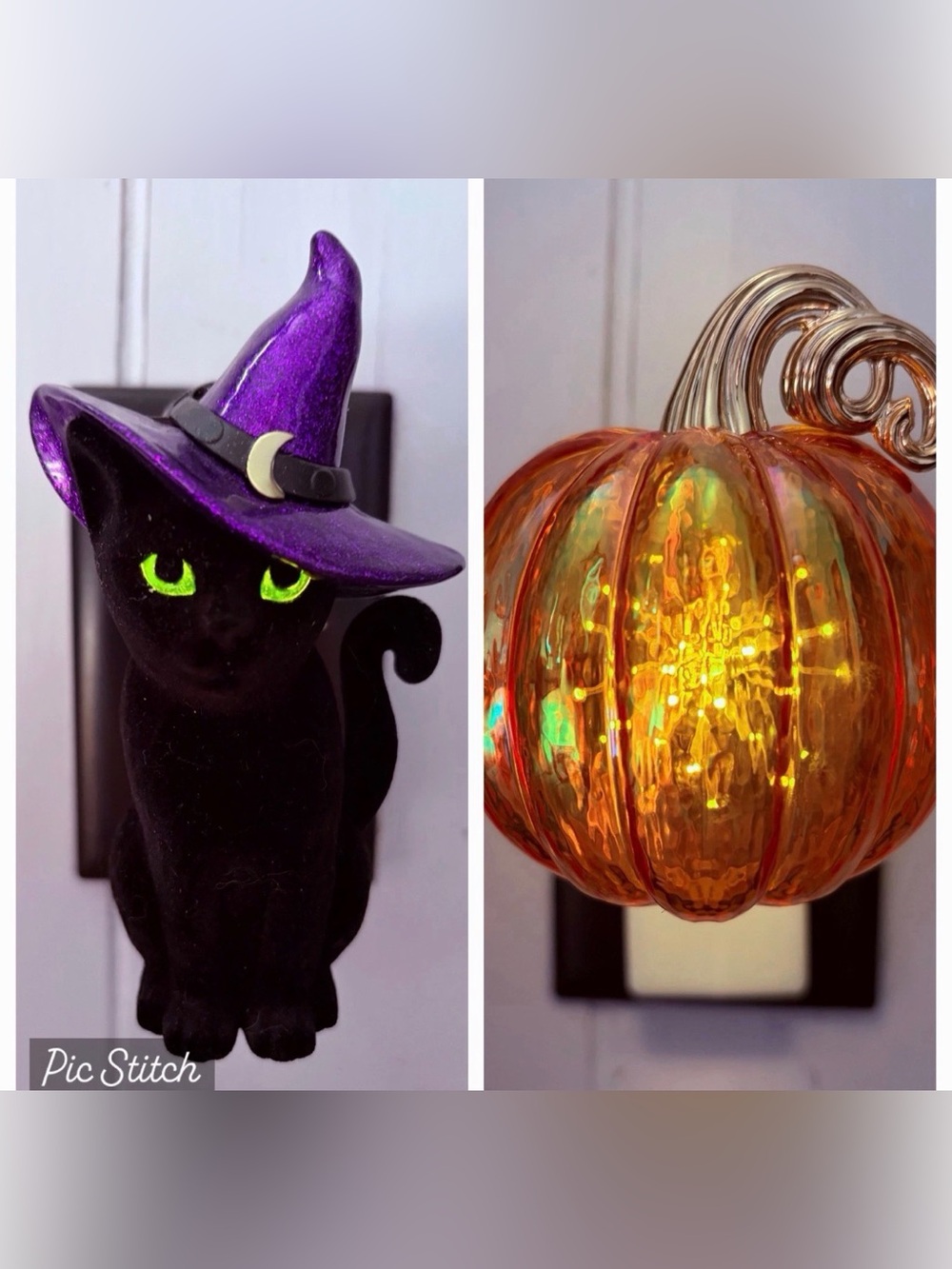 2 Bath & Body Works BBW Halloween Wallflowers Black Witch Cat and Fairy Pumpkin